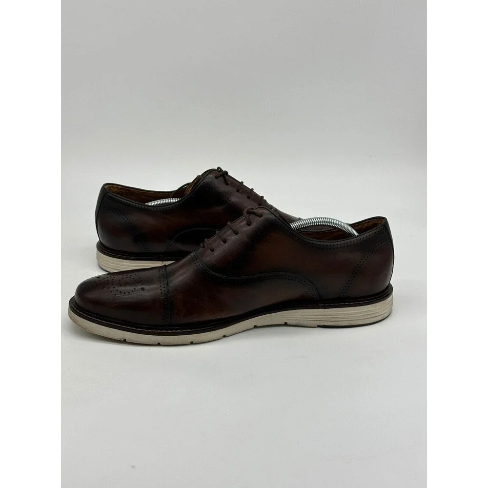 Belvedere Shoes Mens 13D Lampard Brown Leather Oxford Dress Burnished Lace Up